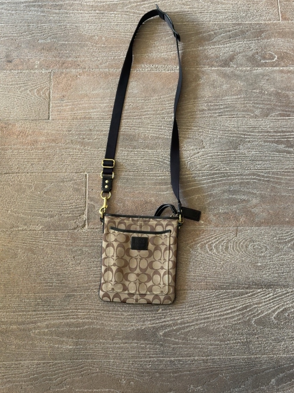 Coach Khaki/Brown Signature Crossbody Messenger